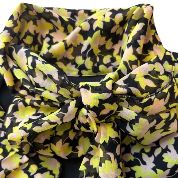 Who What Wear Neon Floral Yellow Black Maxi Dress Tiered Whimsigoth Cottagecore - Picture 9 of 12